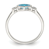Sterling Silver Rhodium-plated Polished Blue Topaz/White Topaz Ring